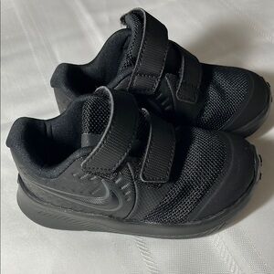 Nike Black Sneakers with Velcro Straps and Rubber Sole